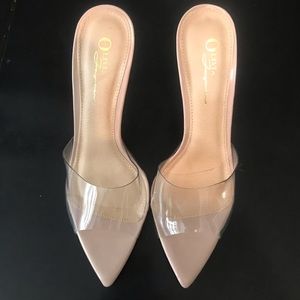 4” nude clear heels